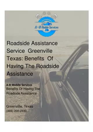 Roadside Assistance For Commercial Vehicles Greenville Texas