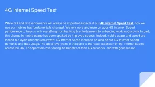 4G Internet Speed Test