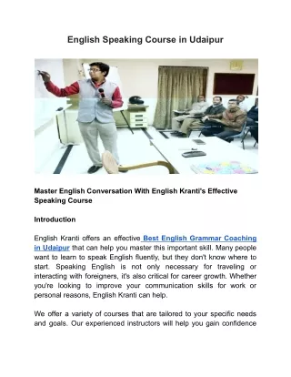 _Best English Grammar Coaching in Udaipur