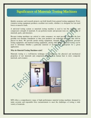 significance of materials testing machines