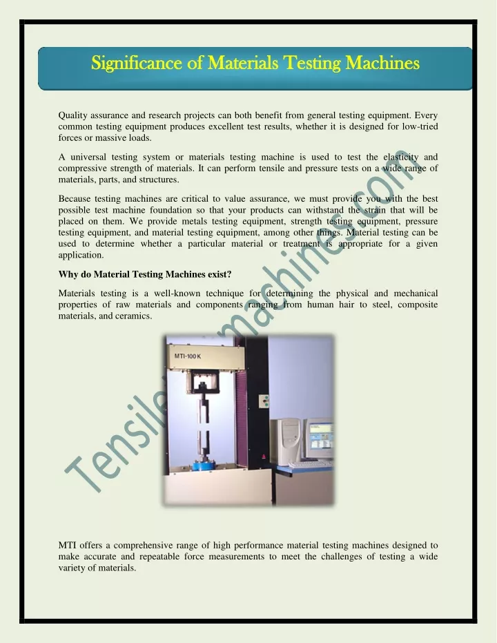 significance of materials testing machines