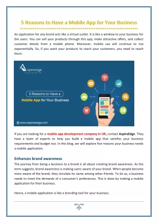 Top 5 Reasons Why Your Business Needs a Mobile App
