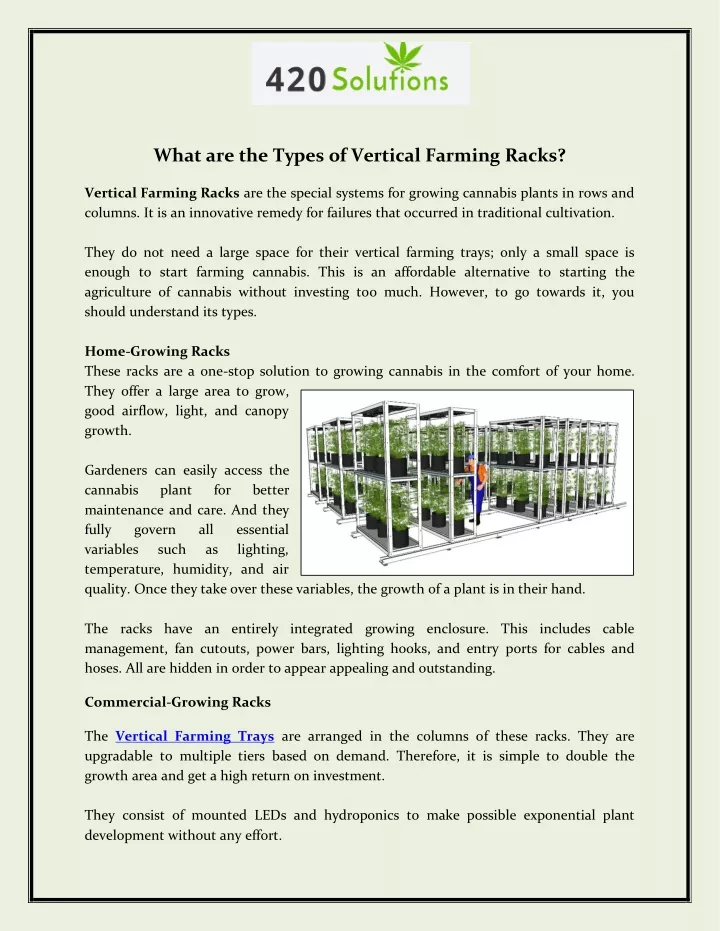 what are the types of vertical farming racks