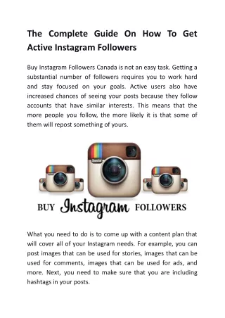 The Complete Guide On How To Get Active Instagram Followers