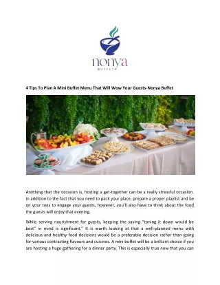 4 Tips To Plan A Mini Buffet Menu That Will Wow Your Guests-Nonya Buffet
