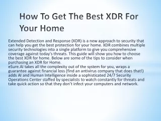 How To Get The Best XDR For Your Home-Esure.Ai