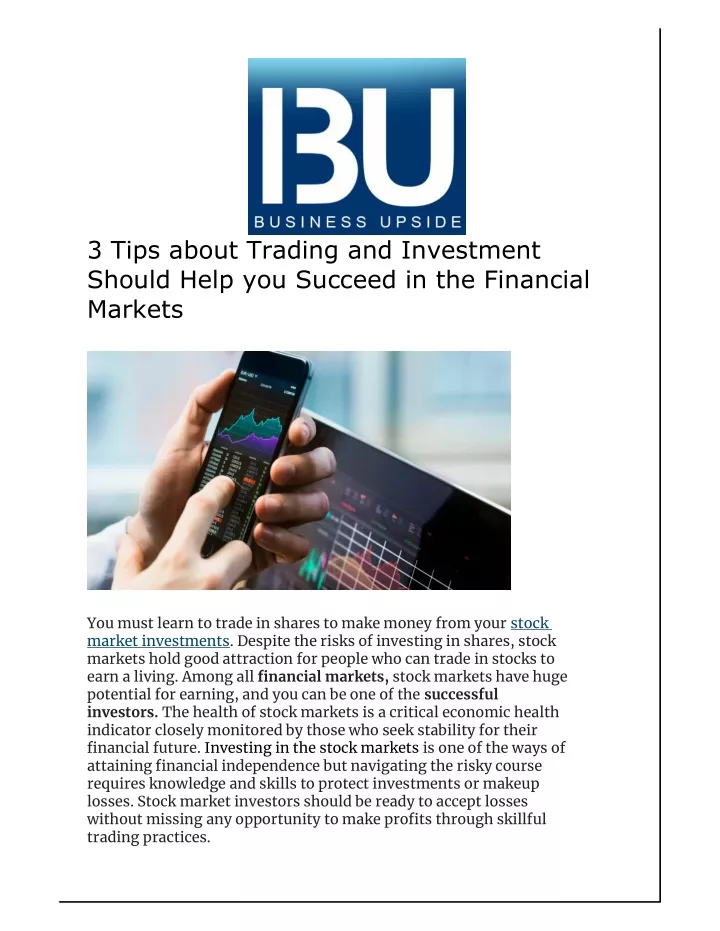 3 tips about trading and investment should help