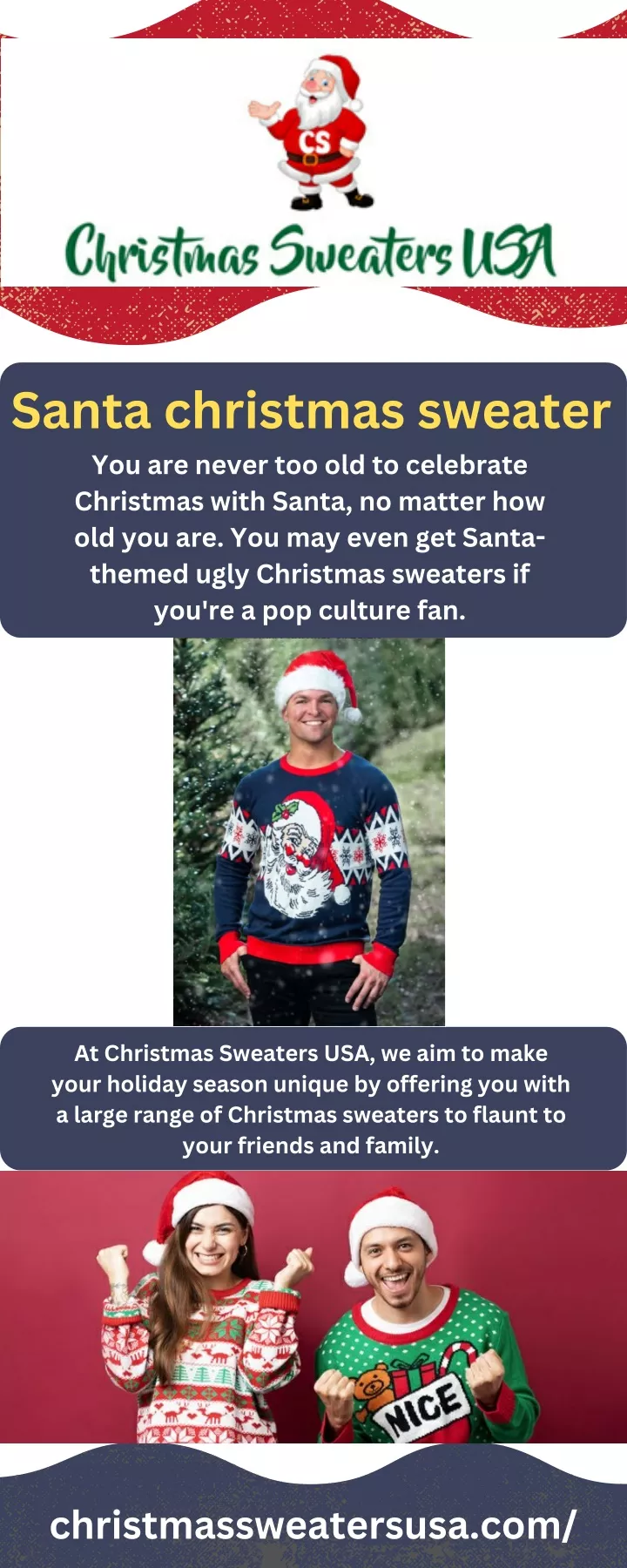 santa christmas sweater you are never