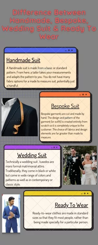 Difference Between Handmade, Bespoke & Wedding Suit