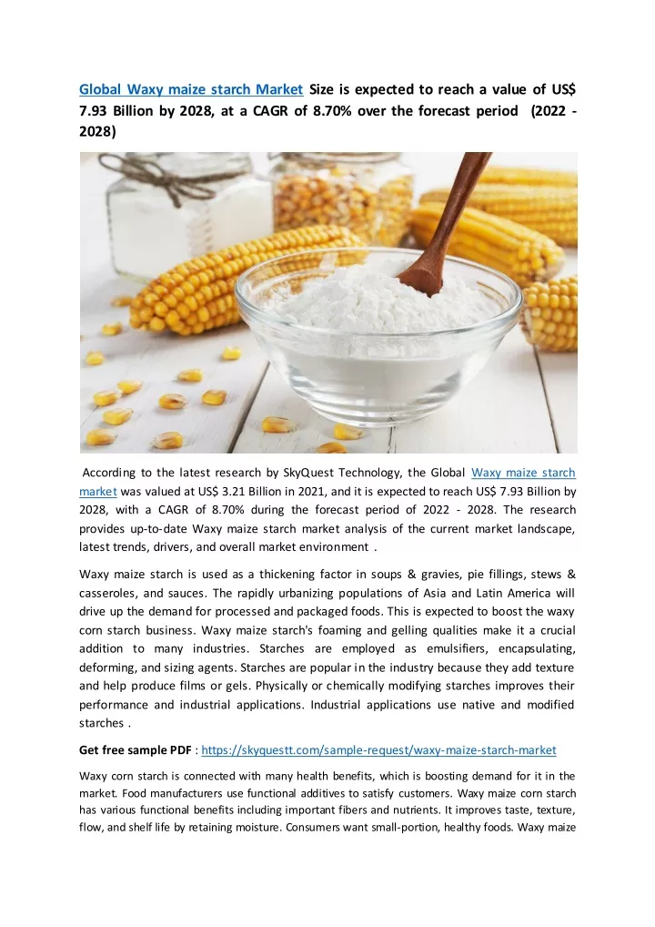 global waxy maize starch market size is expected