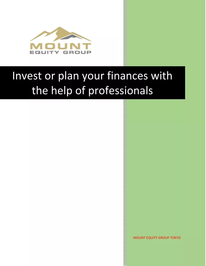 invest or plan your finances with the help