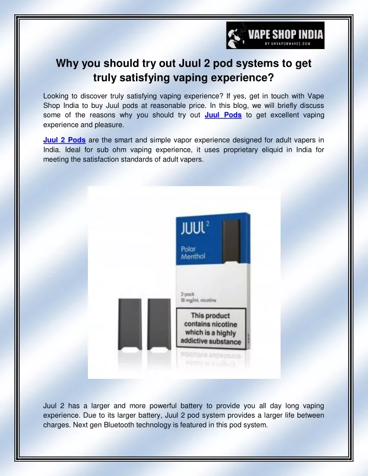 why you should try out juul 2 pod systems