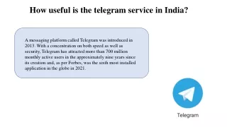 How useful is the telegram service in India?