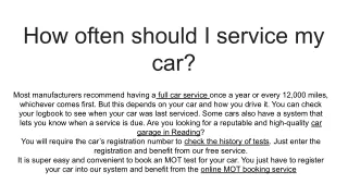 how often should i service my car