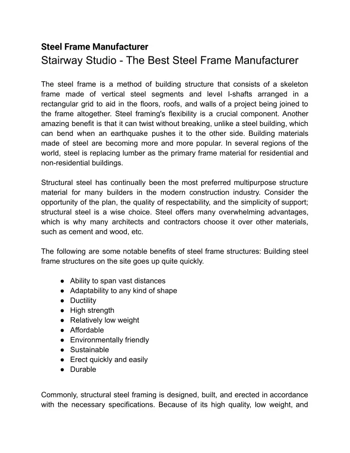 steel frame manufacturer stairway studio the best