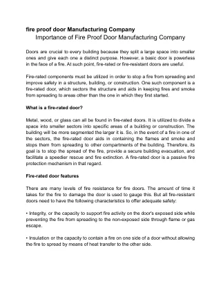 fire proof door Manufacturing Company