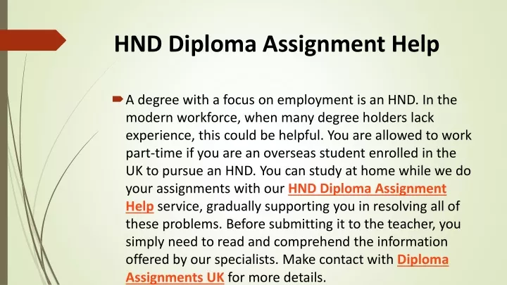 hnd diploma assignment help