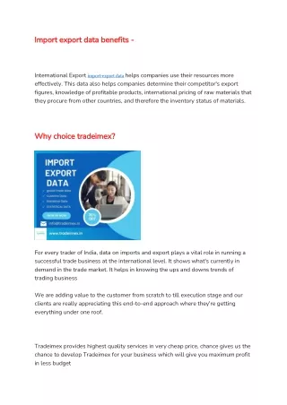 import export data benefits import export data