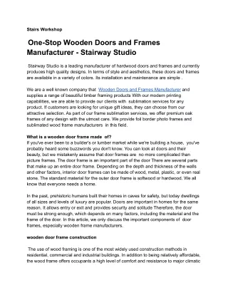 Wooden Doors and Frames Manufacturer