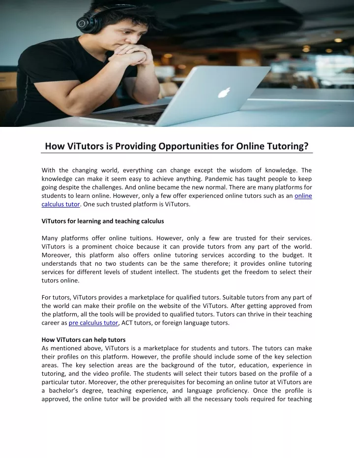 how vitutors is providing opportunities