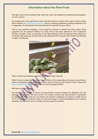 information about the plant food