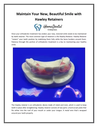 Maintain Your New, Beautiful Smile with Hawley Retainers