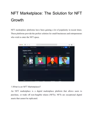 nft marketplace the solution for nft