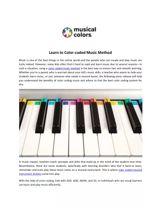 Learn to Color-coded Music Method