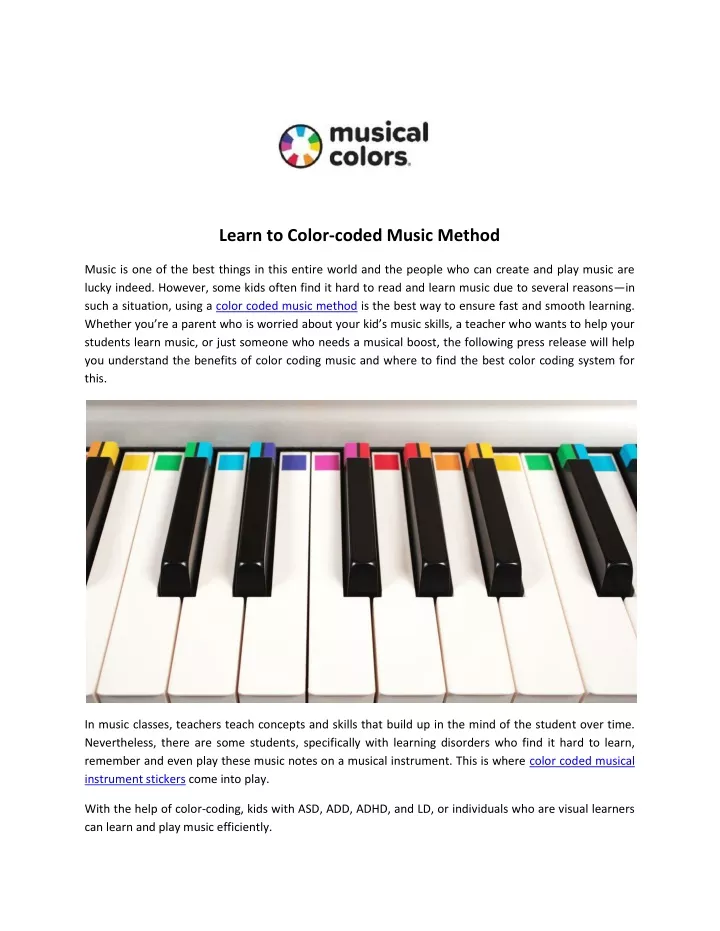 learn to color coded music method