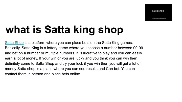 what is satta king shop
