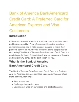 Bank of America BankAmericard Credit Card A Preferred Card for American Express and Visa Customers (2)