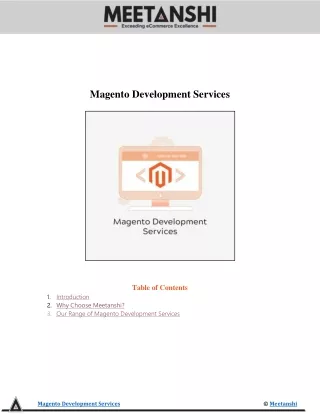 magento development services table of contents