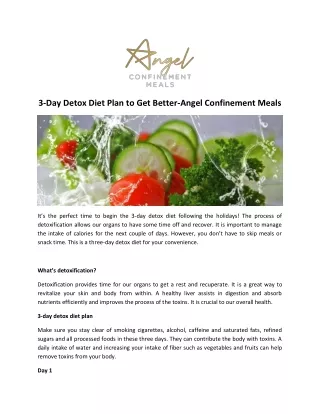 3-Day Detox Diet Plan to Get Better-Angel Confinement Meals