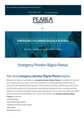 Emergency Plumber Bilgola Plateau
