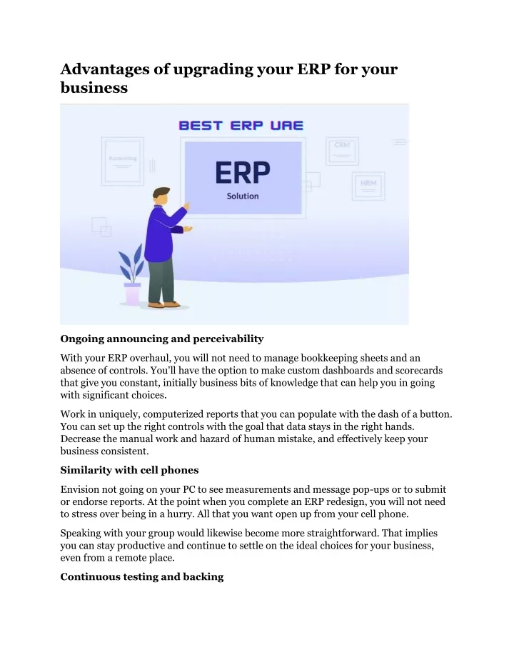 advantages of upgrading your erp for your business