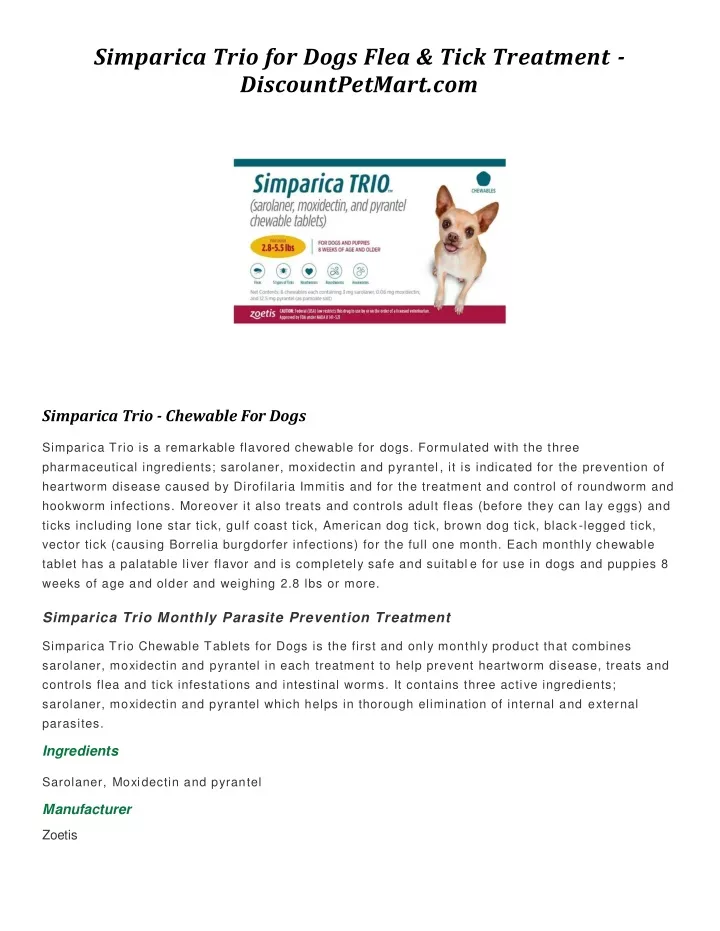 simparica trio for dogs flea tick treatment