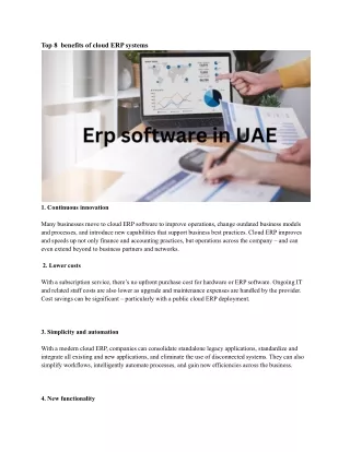 top 8 benefits of cloud erp systems