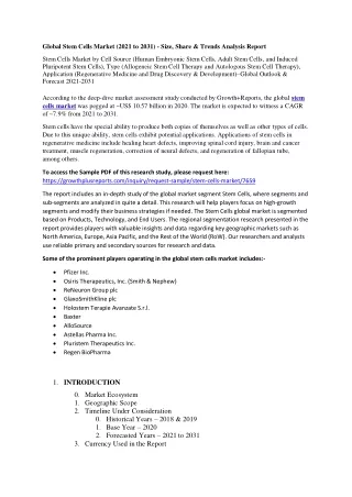 global stem cells market 2021 to 2031 size share