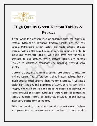 Green Kartom Tablets