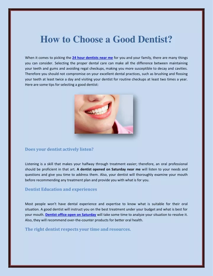 how to choose a good dentist