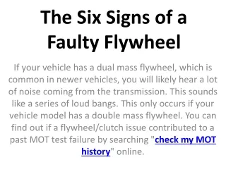 the six signs of a faulty flywheel
