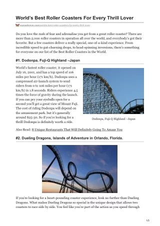 Worlds Best Roller Coasters For Every Thrill Lover