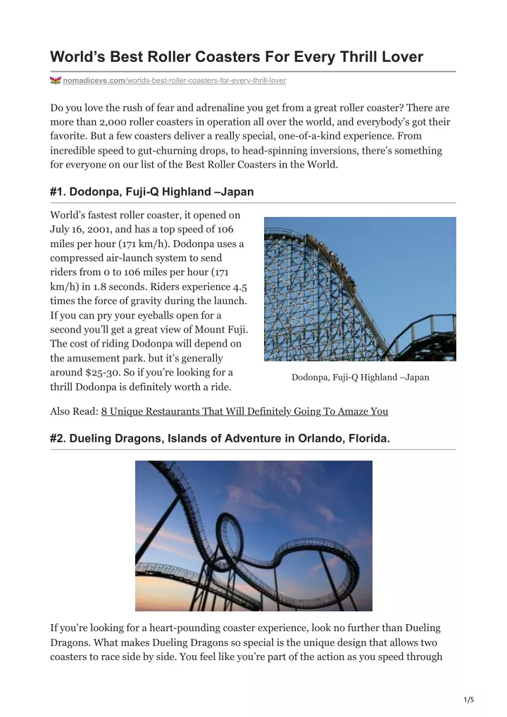 world s best roller coasters for every thrill
