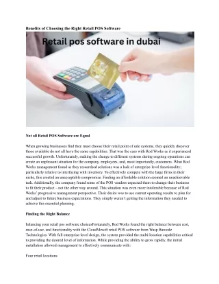 benefits of choosing the right retail pos software