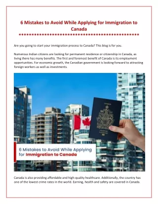 6 Mistakes to Avoid While Applying for Immigration to Canada