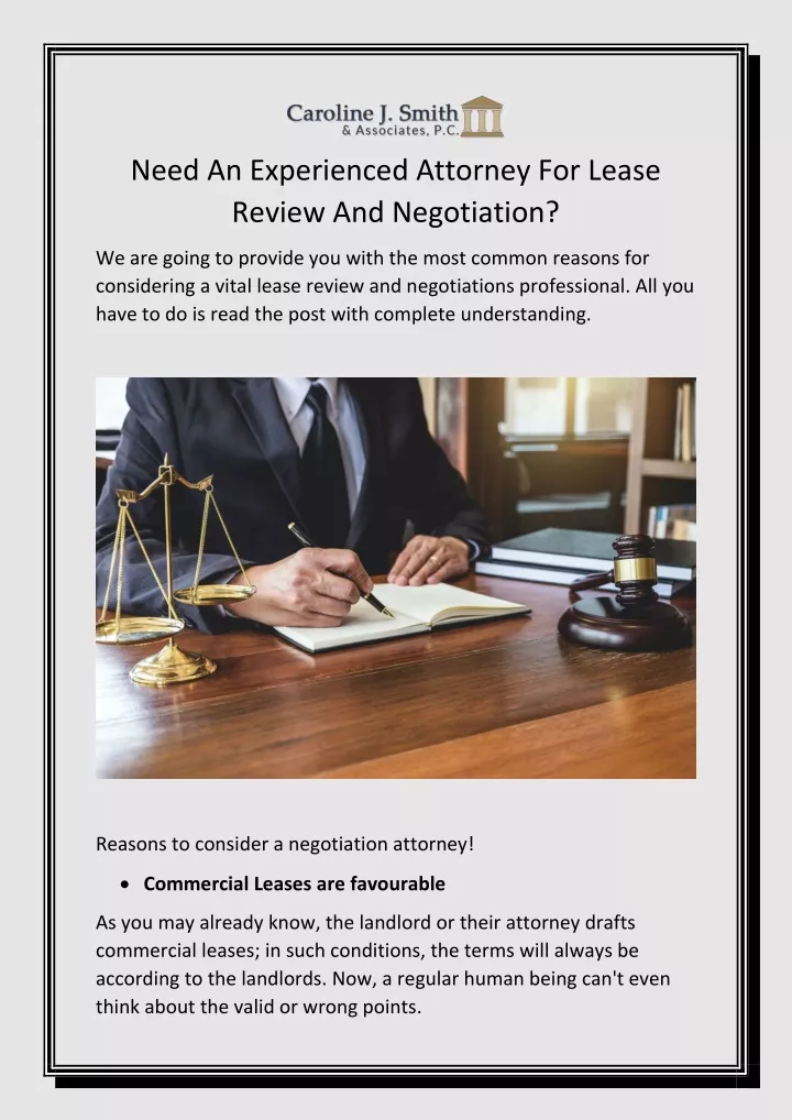 need an experienced attorney for lease review