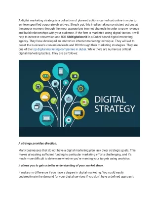 Importance Of An Digital Marketing Strategies.