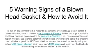 5 warning signs of a blown head gasket