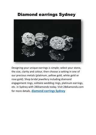 Diamond earrings Sydney