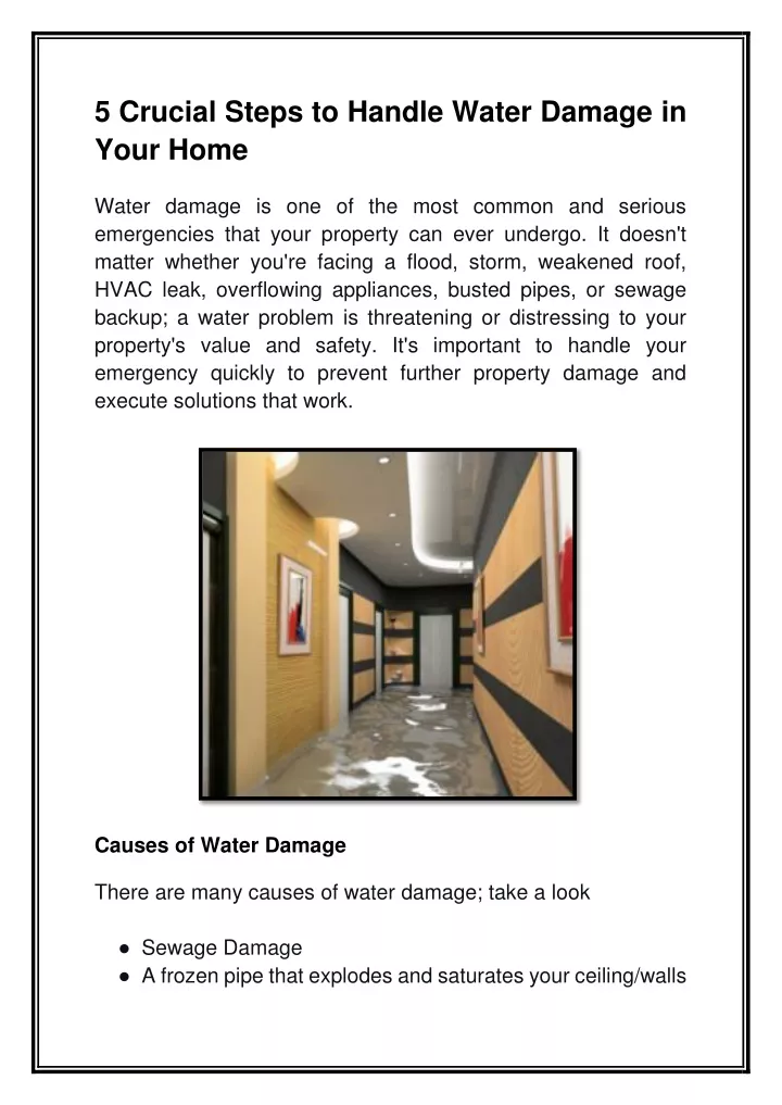 5 crucial steps to handle water damage in your